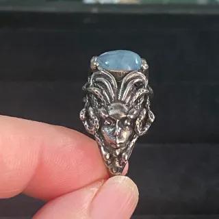 Anillo Medusa Aguamarina Natural