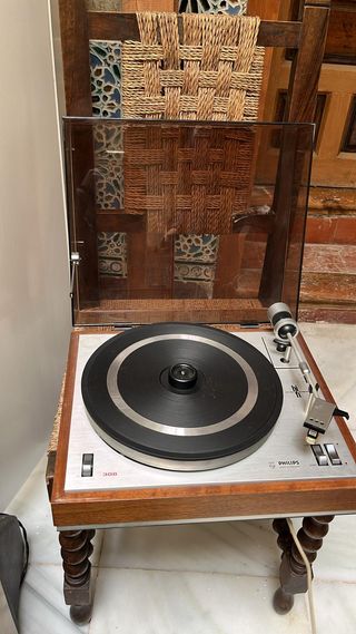 Giradischi vintage Philips marrone/argento