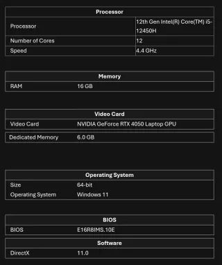 Portátil MSI Gaming i5-12450H RTX 4050