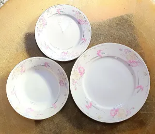 Servizio Piatti Vintage Porcellana Fiori Rosa
