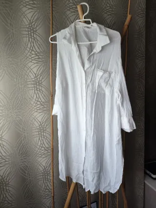 Camisa larga blanca mujer m