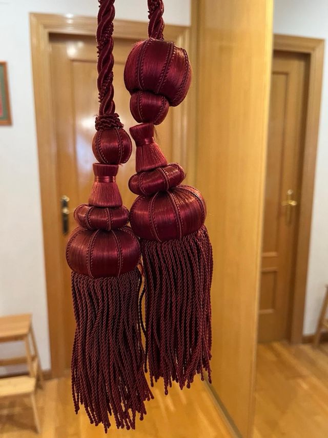 Cortinas (3) Damasco Rojo/Granate Años 70