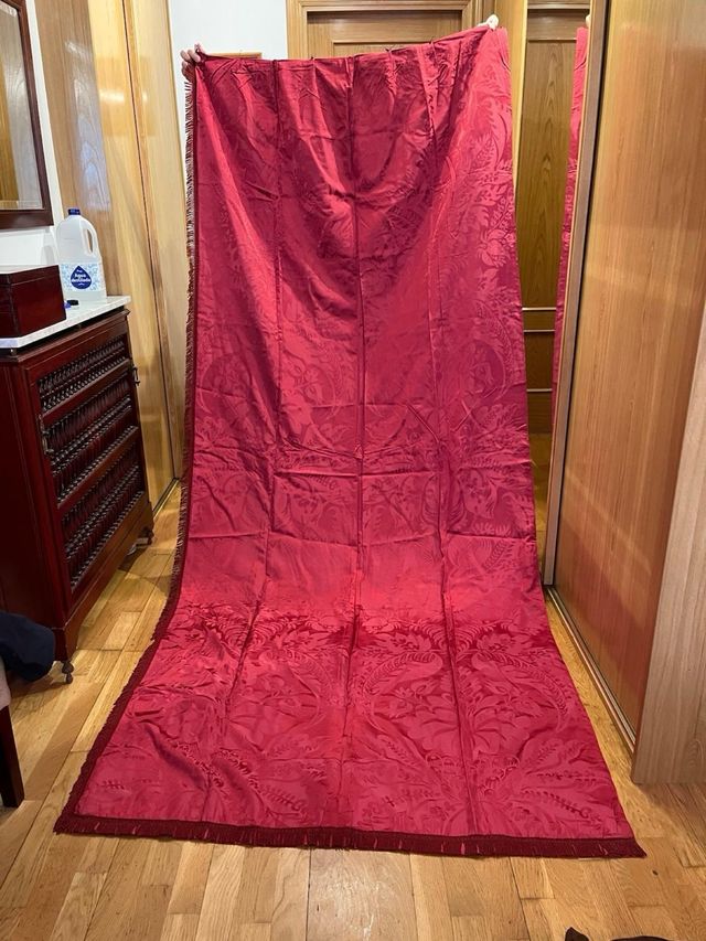 Cortinas (3) Damasco Rojo/Granate Años 70