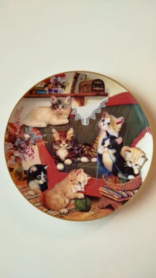 Piatto decorativo da collezione gattini