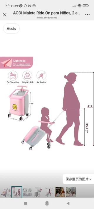 Maleta Infantil Ride-On 2 en 1 Rosa