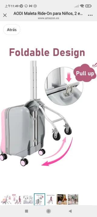 Maleta Infantil Ride-On 2 en 1 Rosa