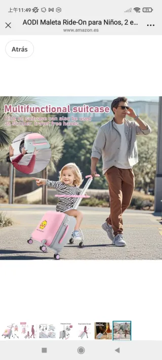 Maleta Infantil Ride-On 2 en 1 Rosa