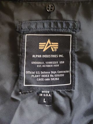 Chaqueta Bomber Alpha Industries Negra Talla L