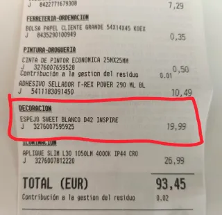 Espejo redondo marco blanco 40 cm