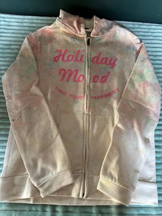 Felpa con cerniera e stampa floreale