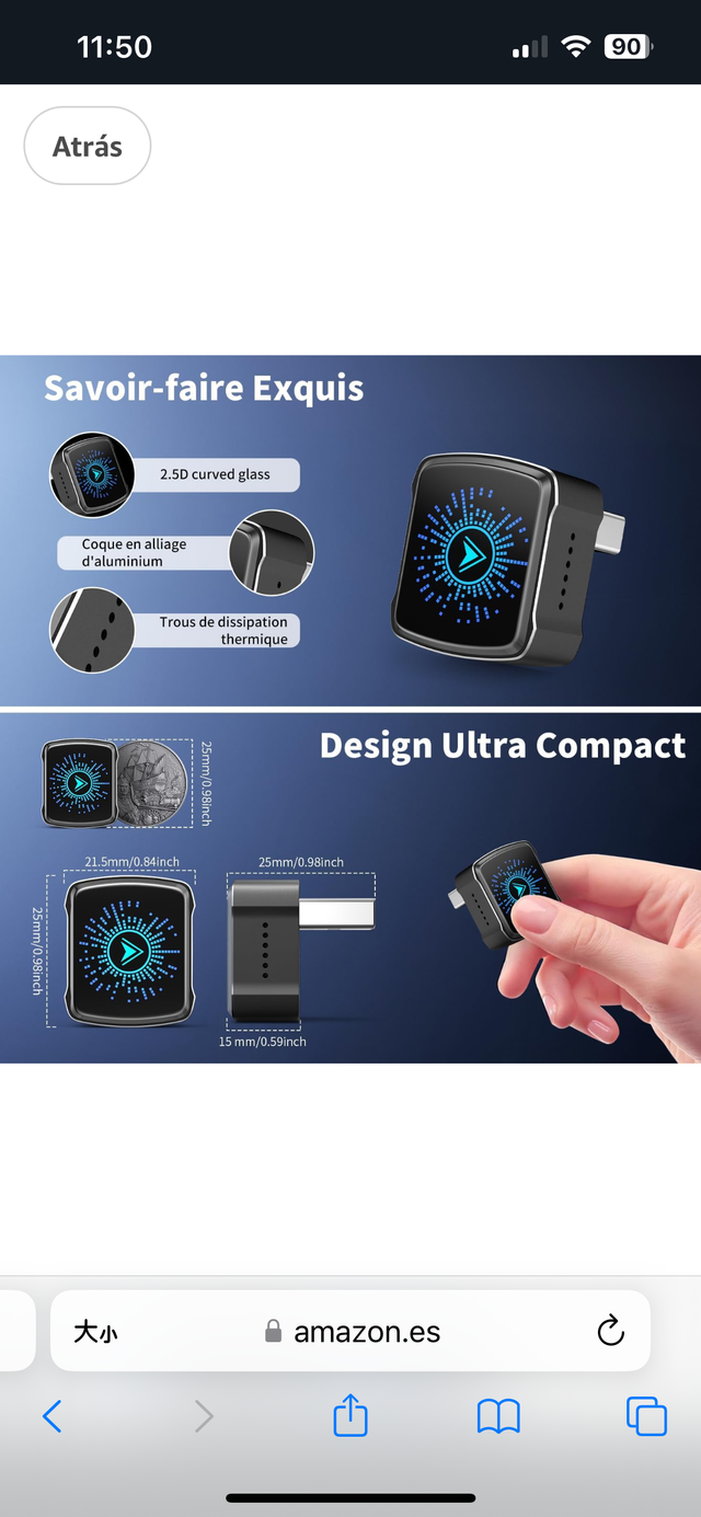 Adaptador CarPlay Inalámbrico Android y ISO
