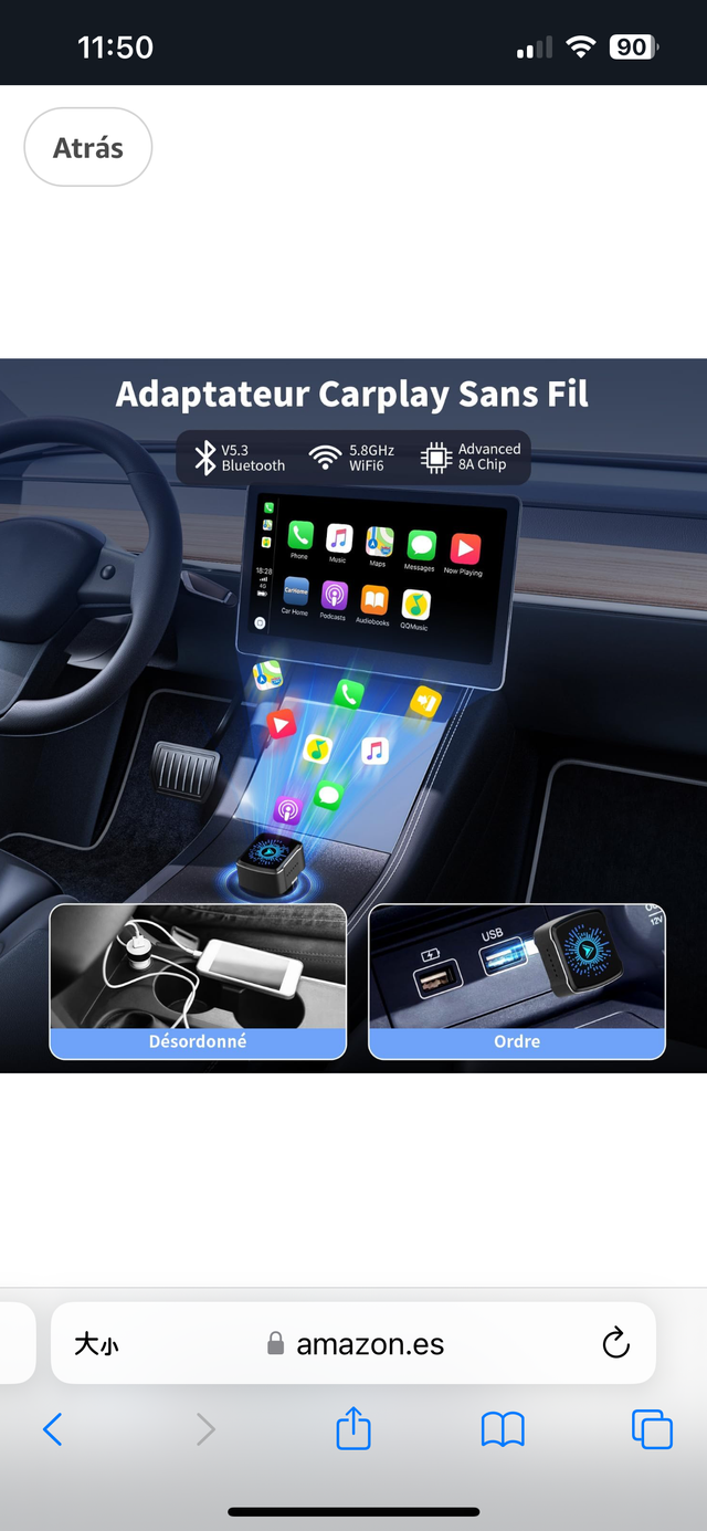 Adaptador CarPlay Inalámbrico Android y ISO
