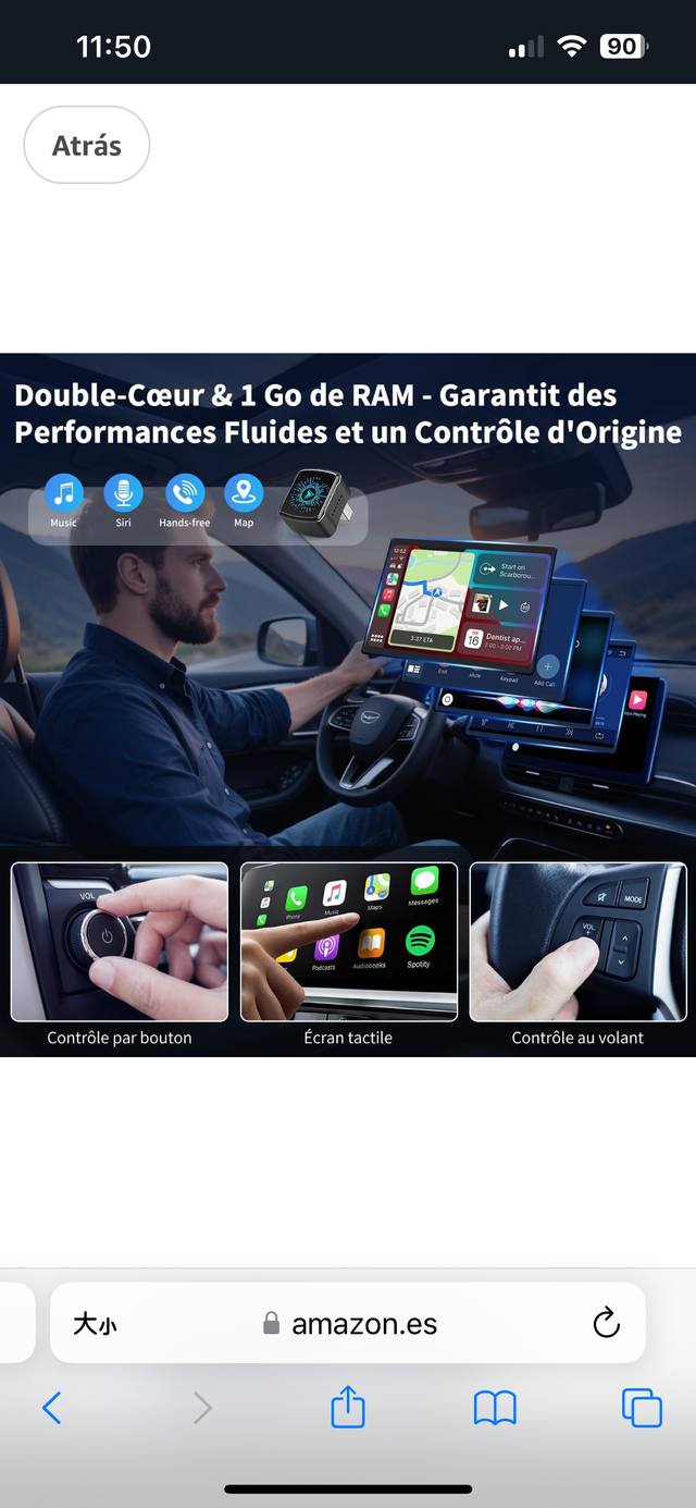 Adaptador CarPlay Inalámbrico Android y ISO