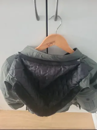 Chaqueta Moto Mujer Verde Caqui y Gris