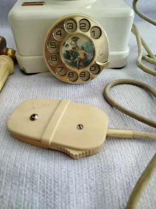 Teléfono Antiguo Elasa Dorado y Blanco