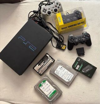 Consola PlayStation 2 Negra + Mandos y HD