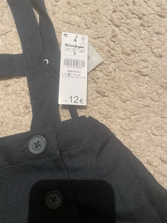 Falda- uniforme nueva de tirantes plisada 5 años