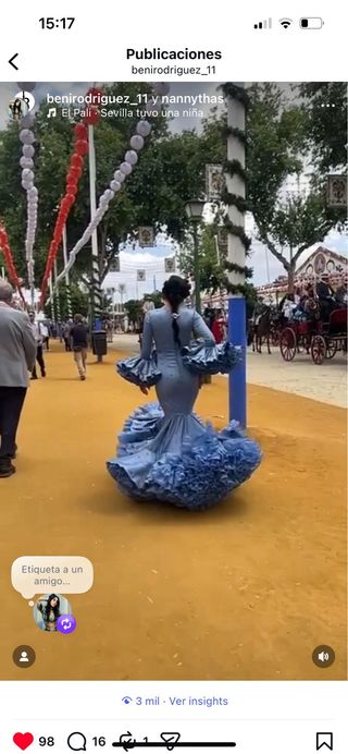Traje de flamenca 2025 azul