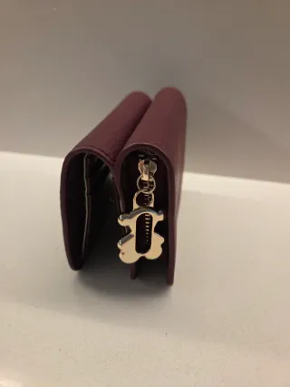 Cartera monedero piel Tous color granate 11cm×8cm
