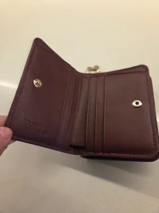 Cartera monedero piel Tous color granate 11cm×8cm