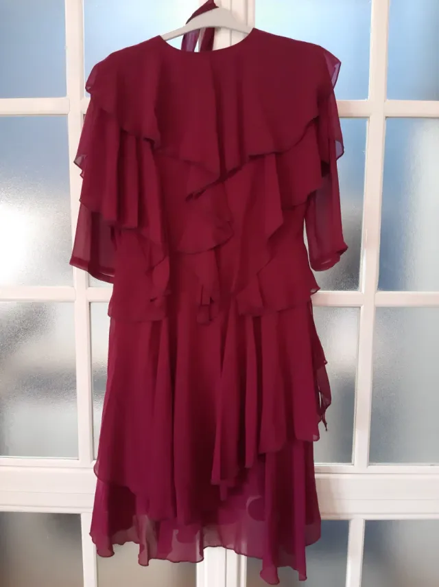 Vestido gasa volantes buganvilla