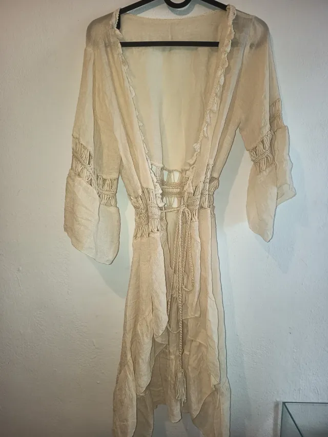Chaqueta kimono beige