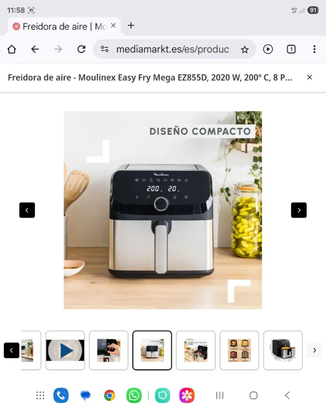 Fritadeira de Ar MOLINEAUX com acabamento em preto e detalhes prateados