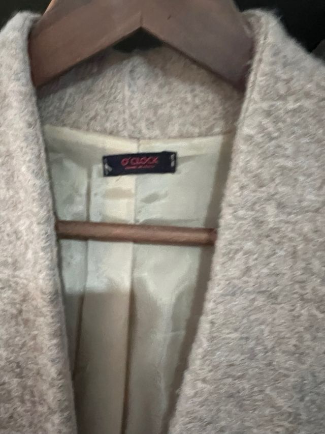 Abrigo paño mujer oversize beige