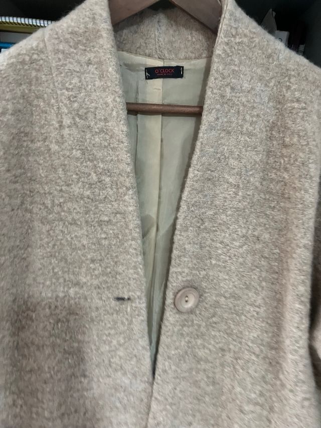 Abrigo paño mujer oversize beige