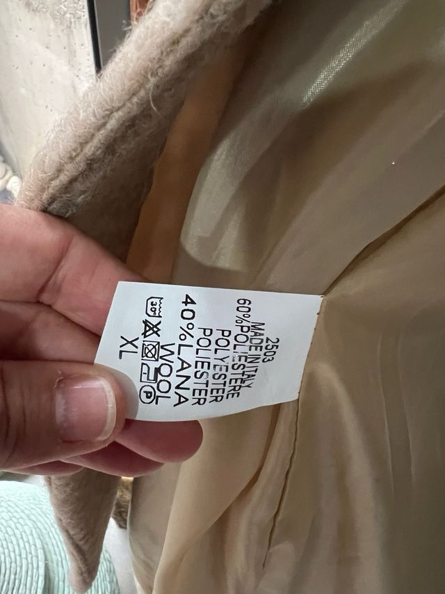 Abrigo paño mujer oversize beige