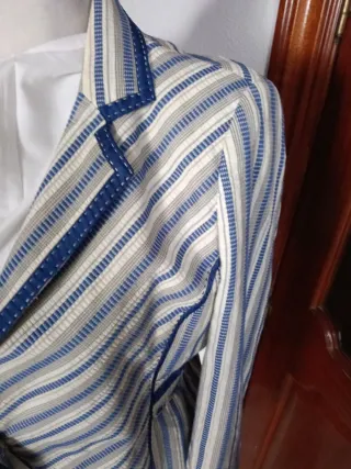 Americana Rayas Mujer Beige y Azul