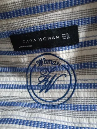 Americana Rayas Mujer Beige y Azul