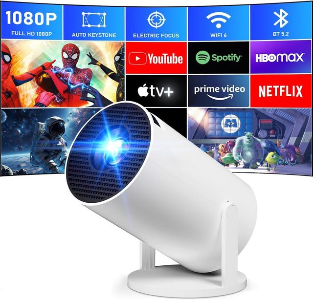 Proiettore portatile bianco nuovo con Bluetooth e WiFi