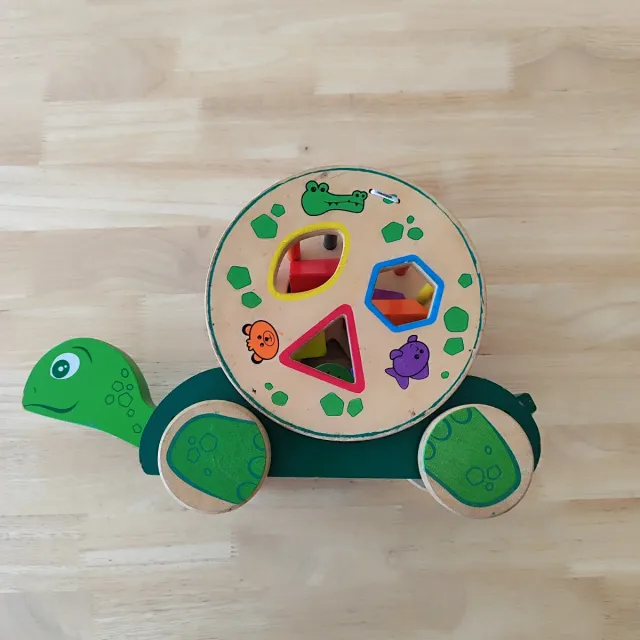 Tortuga de madera para encajar formas