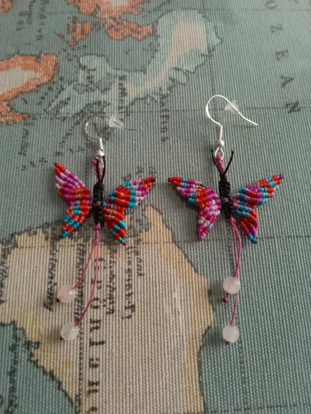 Pendientes Mariposa Cuarzo Rosa