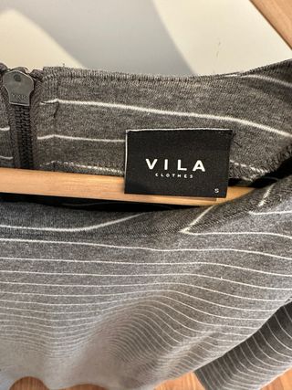 Vestido Vila rayas grises
