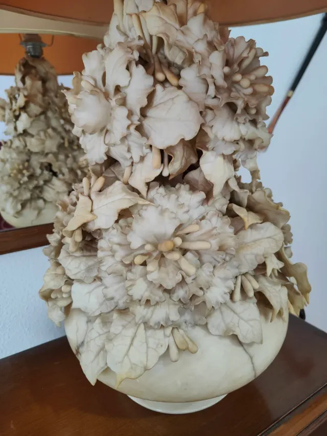 Lámpara cerámica floral vintage