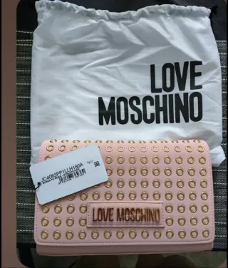 Borsa Love Moschino rosa con borchie oro