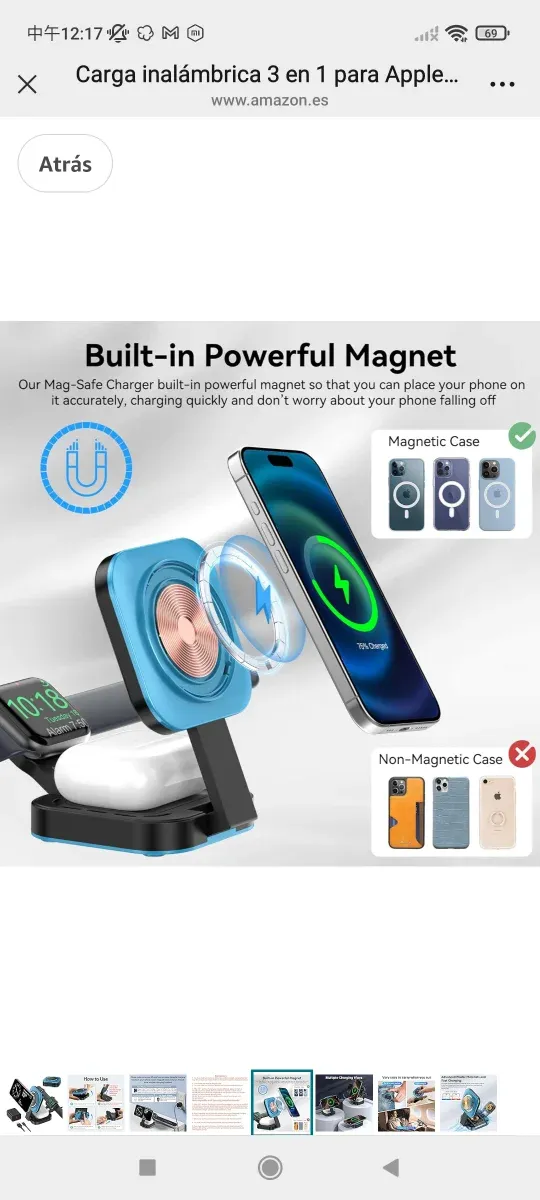 Cargador Inalámbrico 3 en 1 Apple