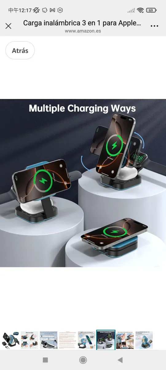 Cargador Inalámbrico 3 en 1 Apple