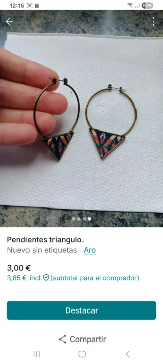 Pendientes Aro Triángulo Étnico