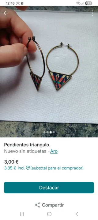Pendientes Aro Triángulo Étnico