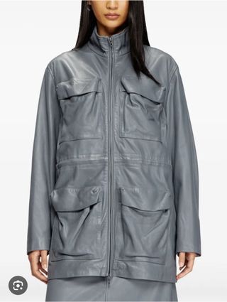 Chaqueta de cuero gris Diesel