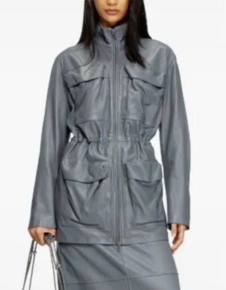 Chaqueta de cuero gris Diesel