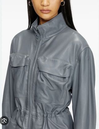 Chaqueta de cuero gris Diesel