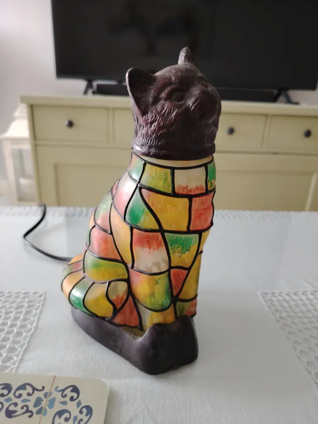 Lámpara Gato Cristal estilo Tiffany