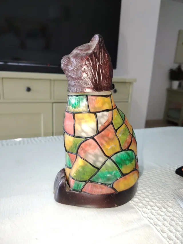 Lámpara Gato Cristal estilo Tiffany