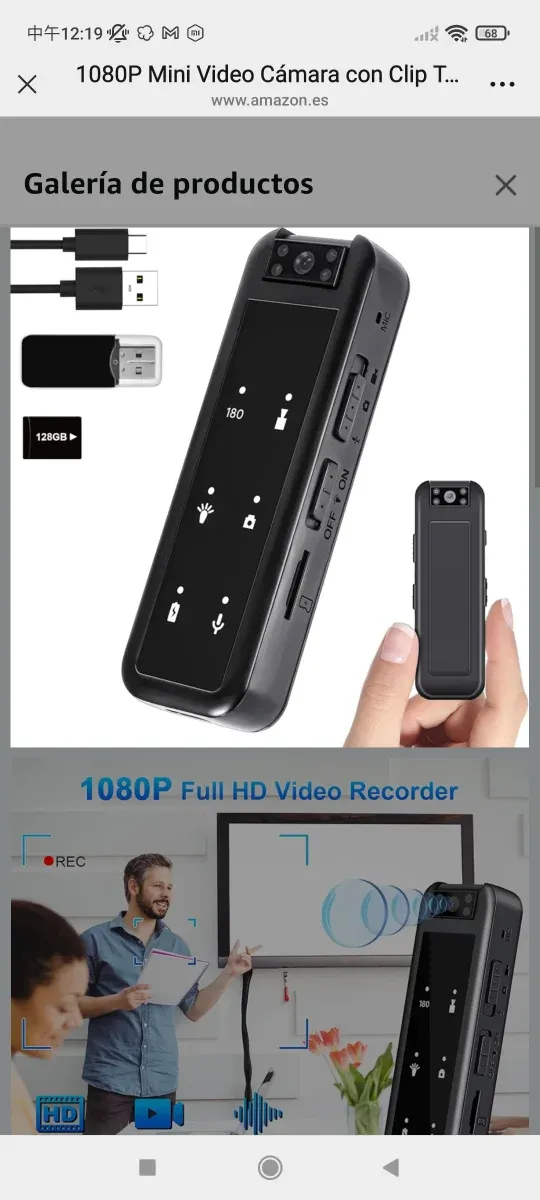 Cámara Mini Video 1080P con Clip Trasero