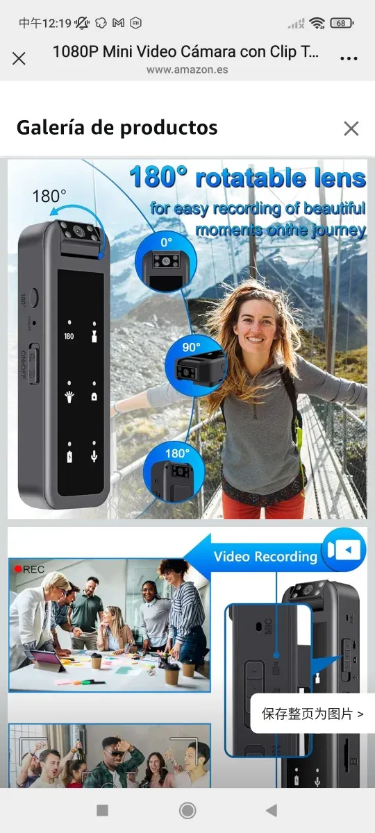Cámara Mini Video 1080P con Clip Trasero