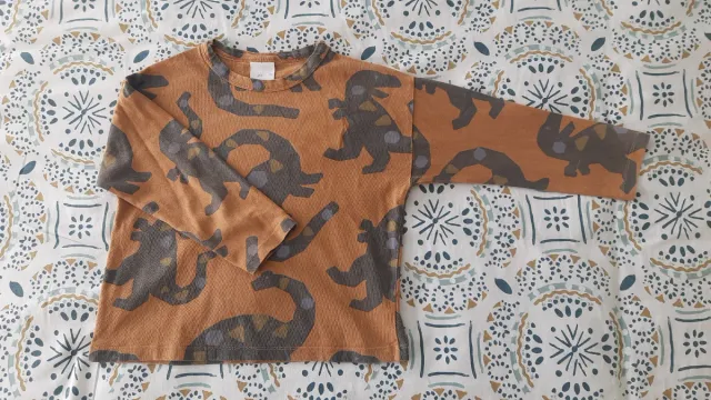 Camiseta de dinosaurios de Zara, talla 3-4 años.